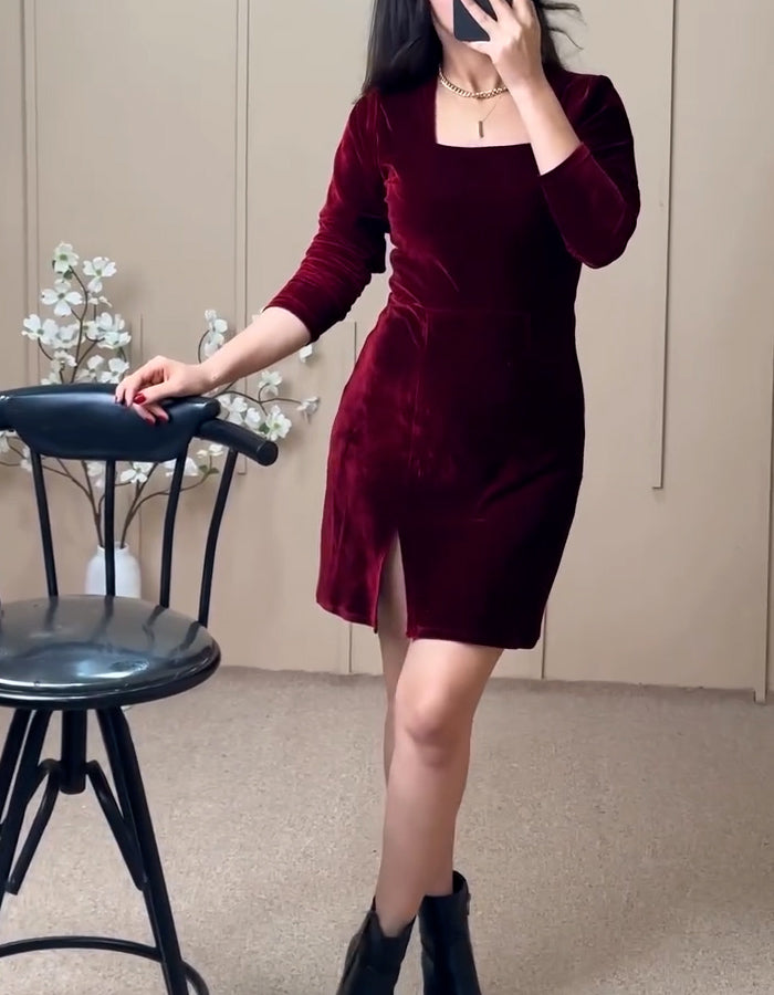 Red Blue Slim Mini Dress