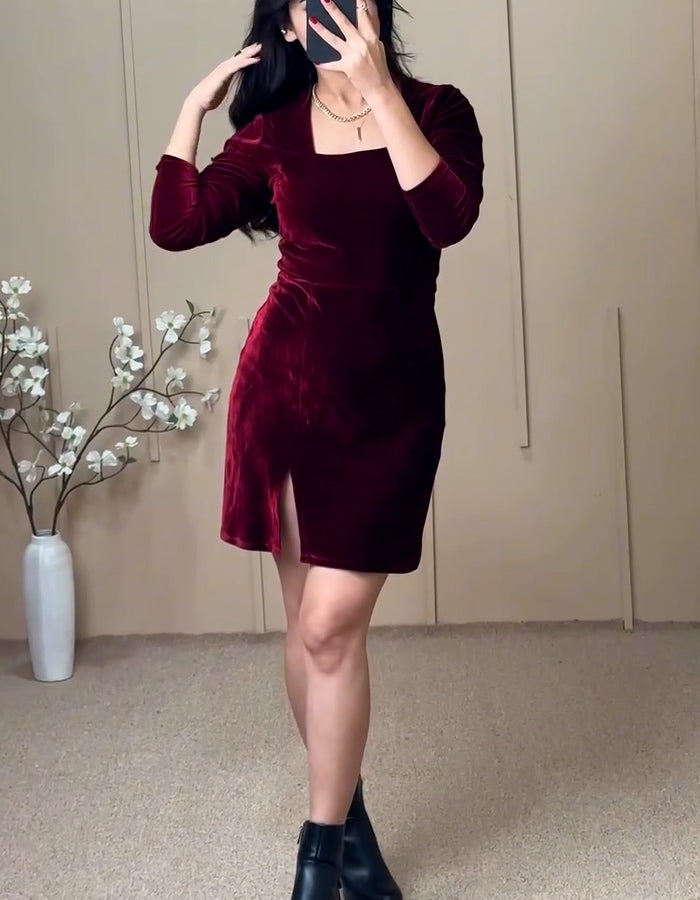 Red Blue Slim Mini Dress