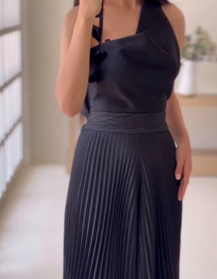 Pleated Satin Dress