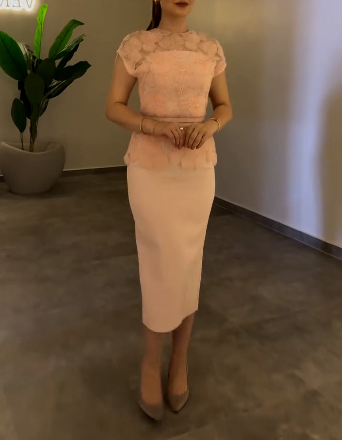 Pink Slim Two-Piece Dress