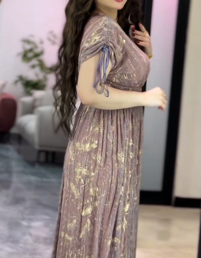 Purple Pleated Dress