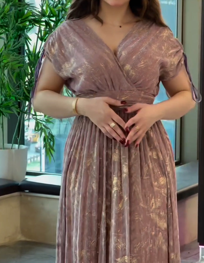 Purple Pleated Dress