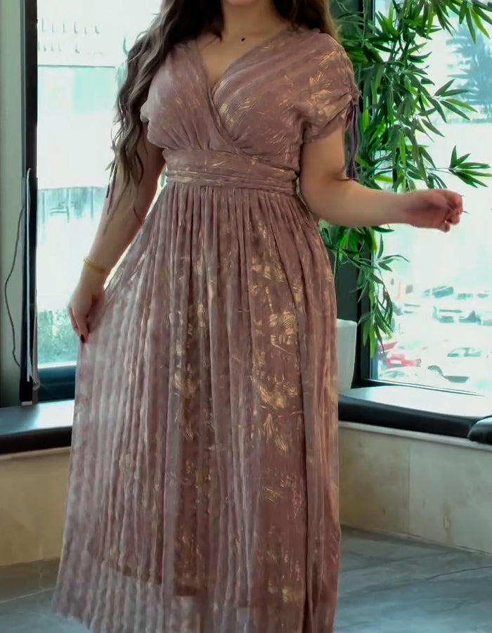 Purple Pleated Dress