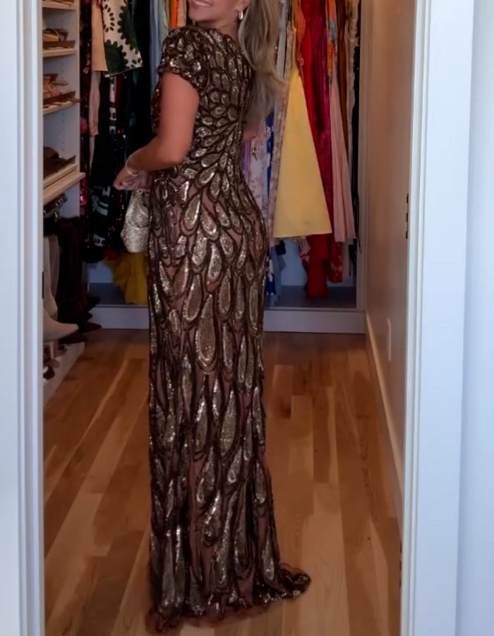 Sequin V-Neck Dress