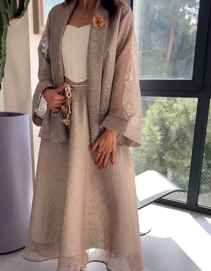 Beige Loose Two-Piece Dress