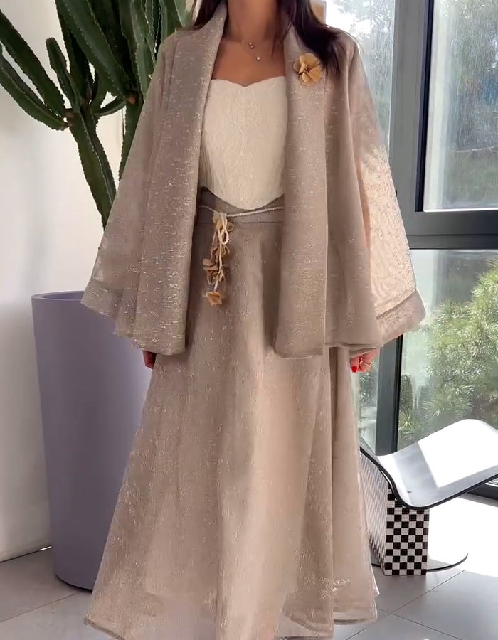 Beige Loose Two-Piece Dress