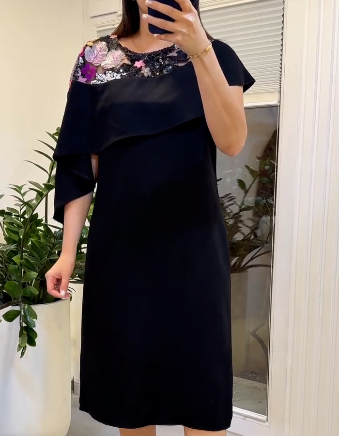 Black Shawl Comfort Dress