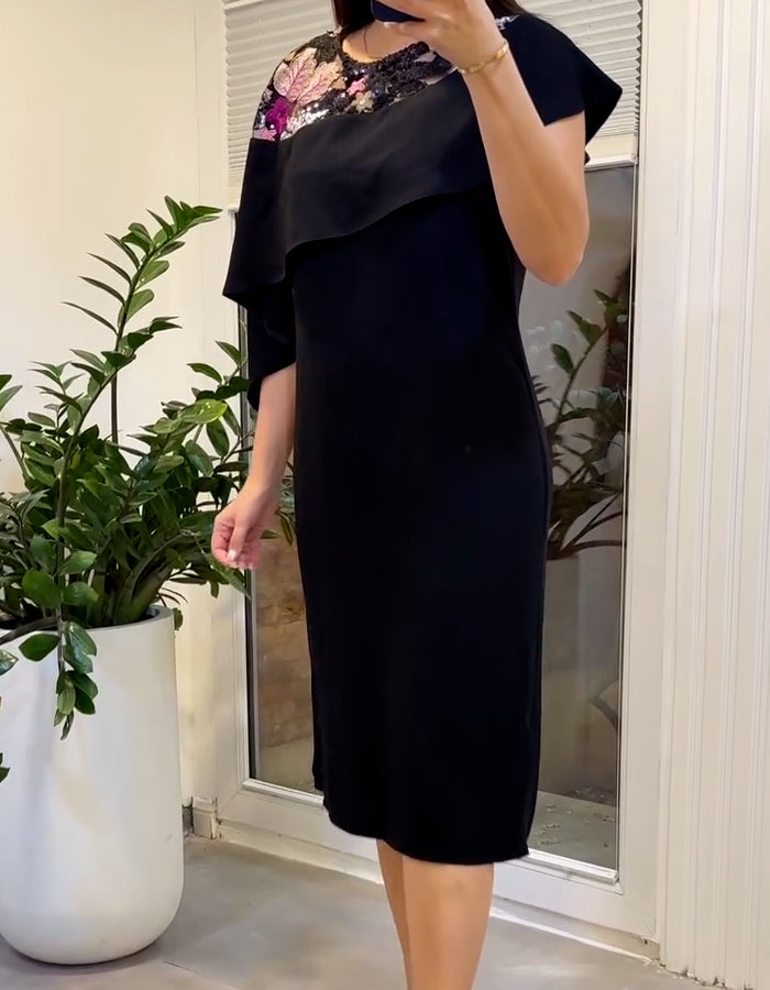 Black Shawl Comfort Dress