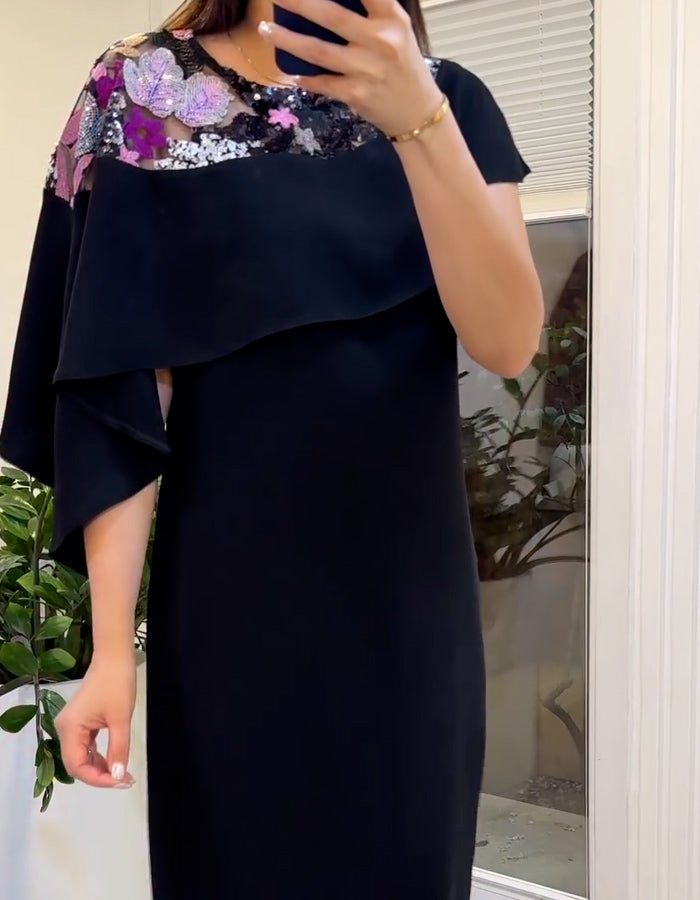 Black Shawl Comfort Dress