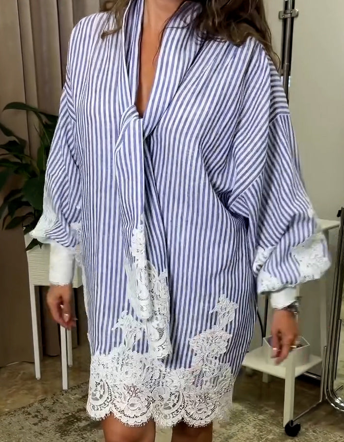 Striped Lace Loose Dress