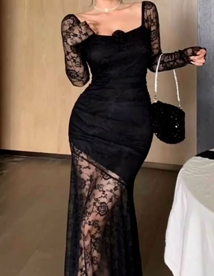 Lace Slim Patchwork Dress