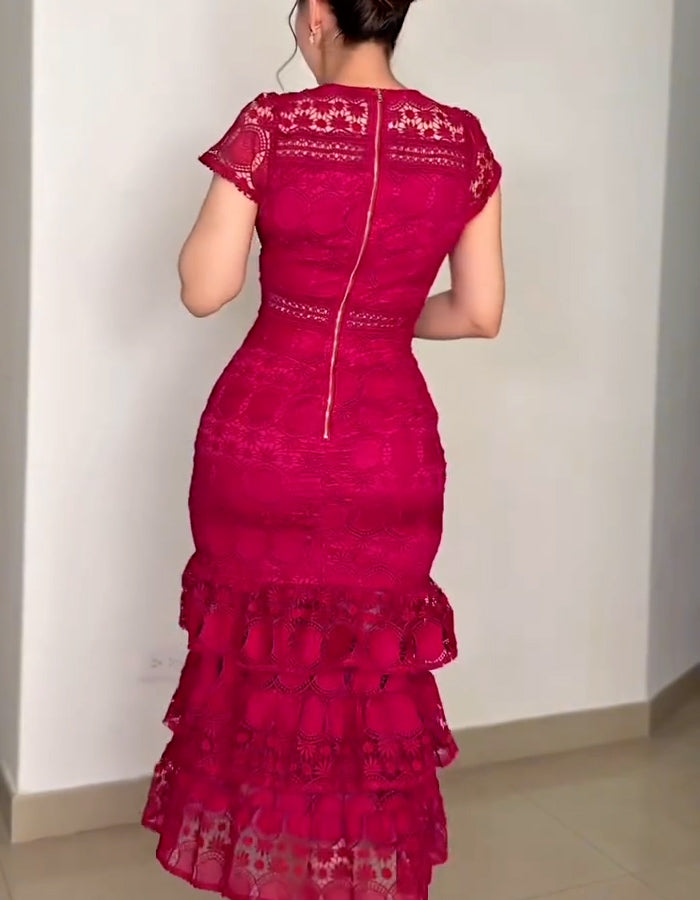 Red Multi-Layer Tulle Dress