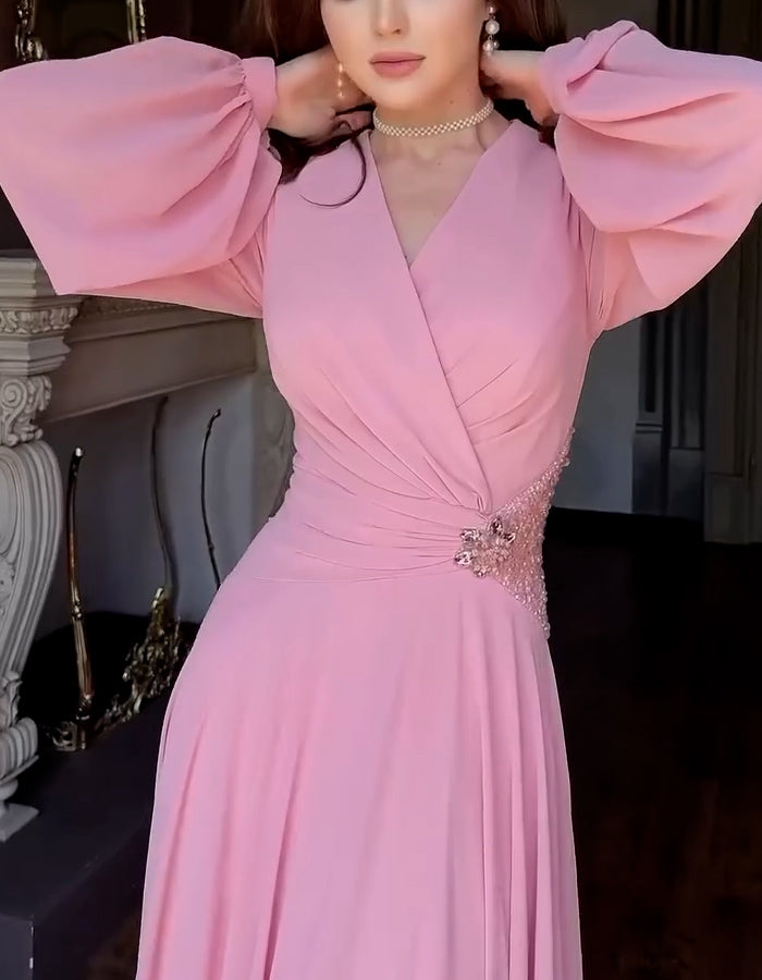 Solid-Color Crystal Dress