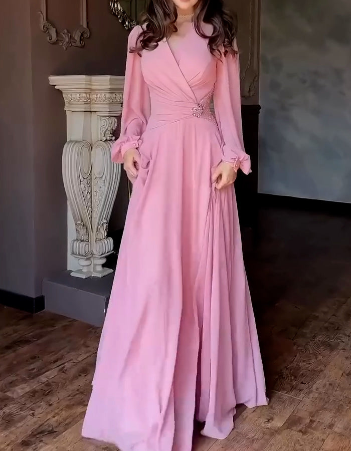 Solid-Color Crystal Dress