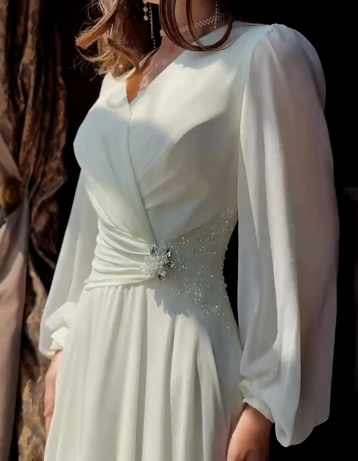 Solid-Color Crystal Dress