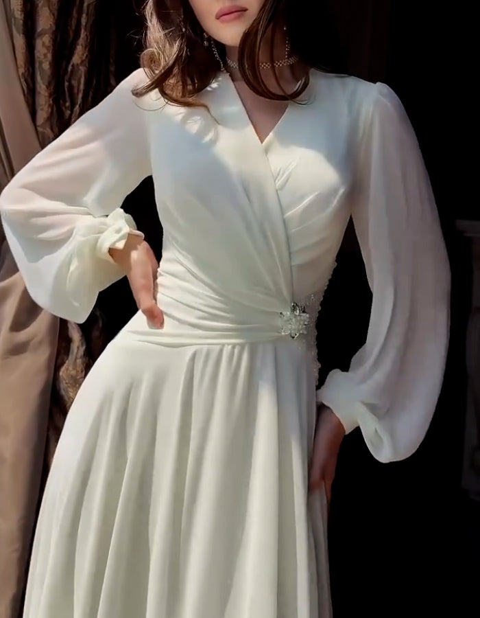 Solid-Color Crystal Dress