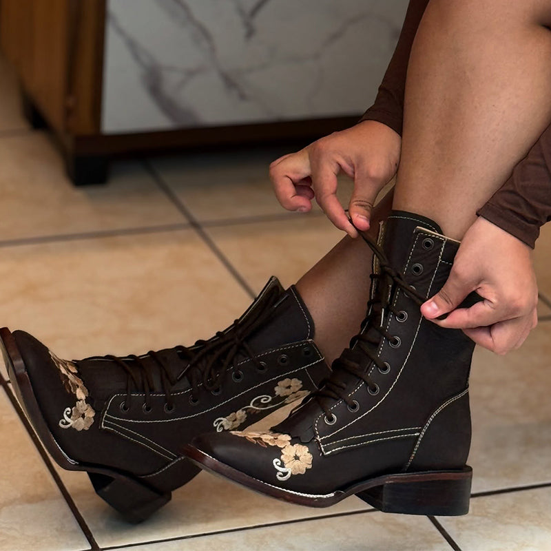 Flower Printing Ankle-Boots