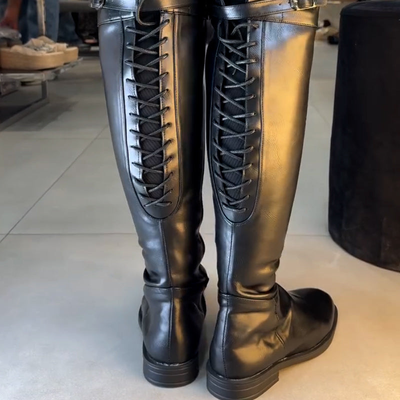 Lace-Up Long Boots