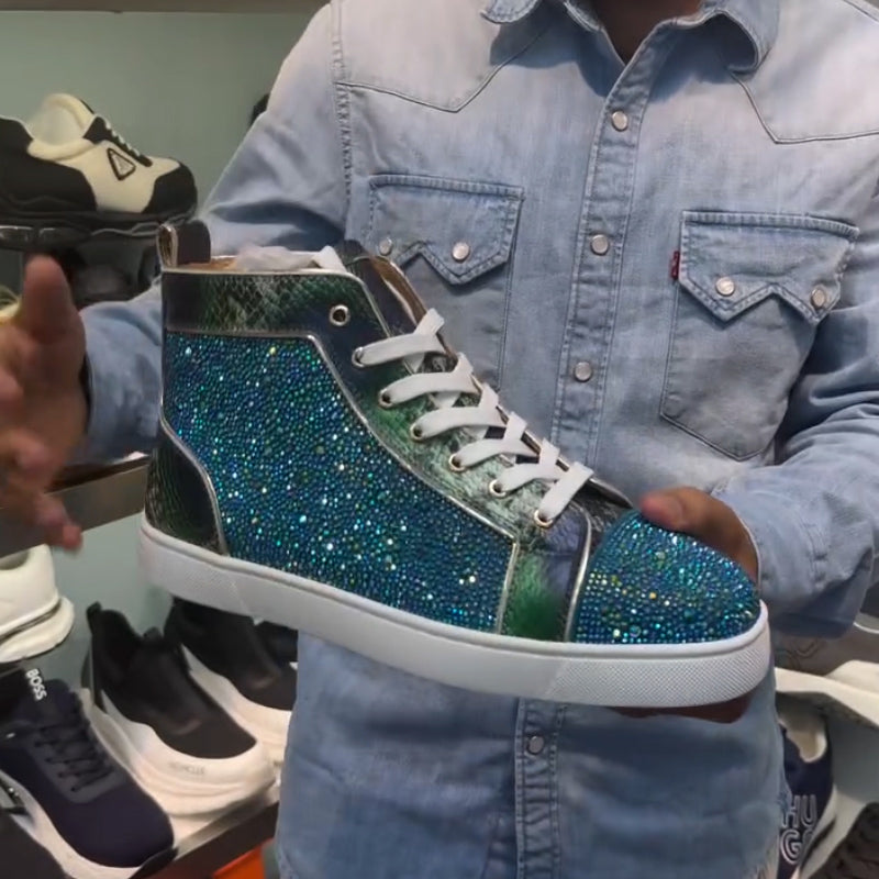 Blue Shiny High-Top Shoes