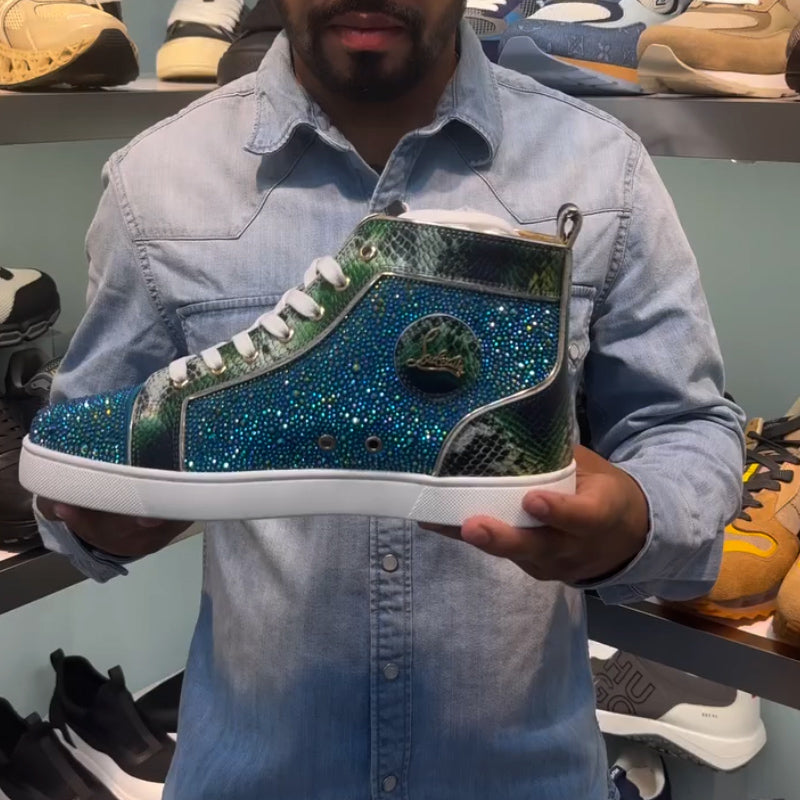 Blue Shiny High-Top Shoes