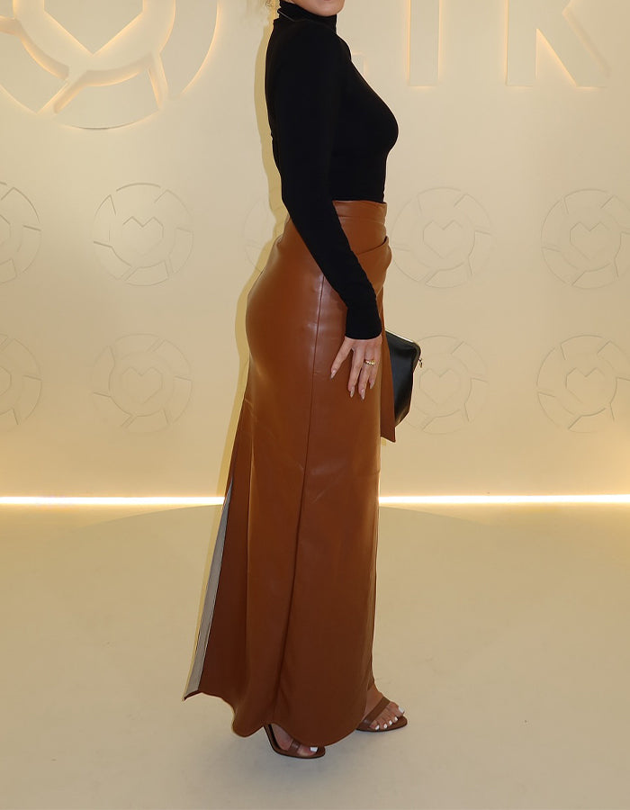 Brown Leather Slim Dress