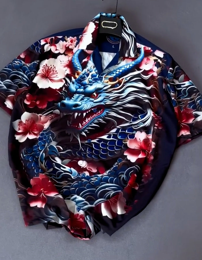 Dragon Pattern Short Shirt