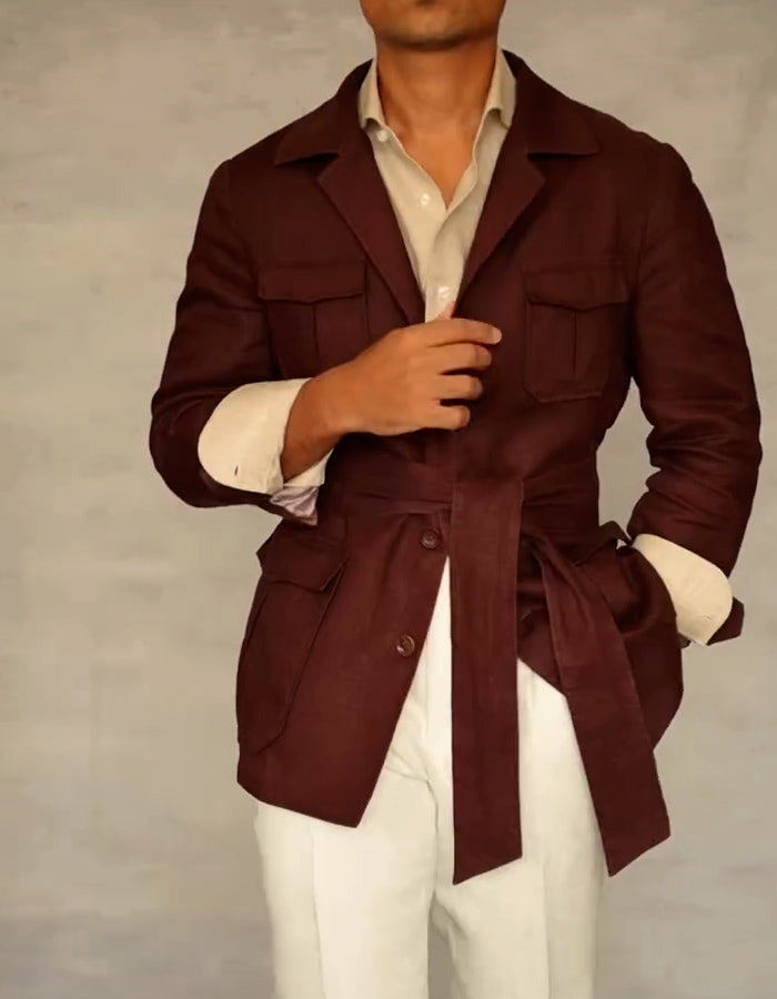 Brown With Belt Jacket