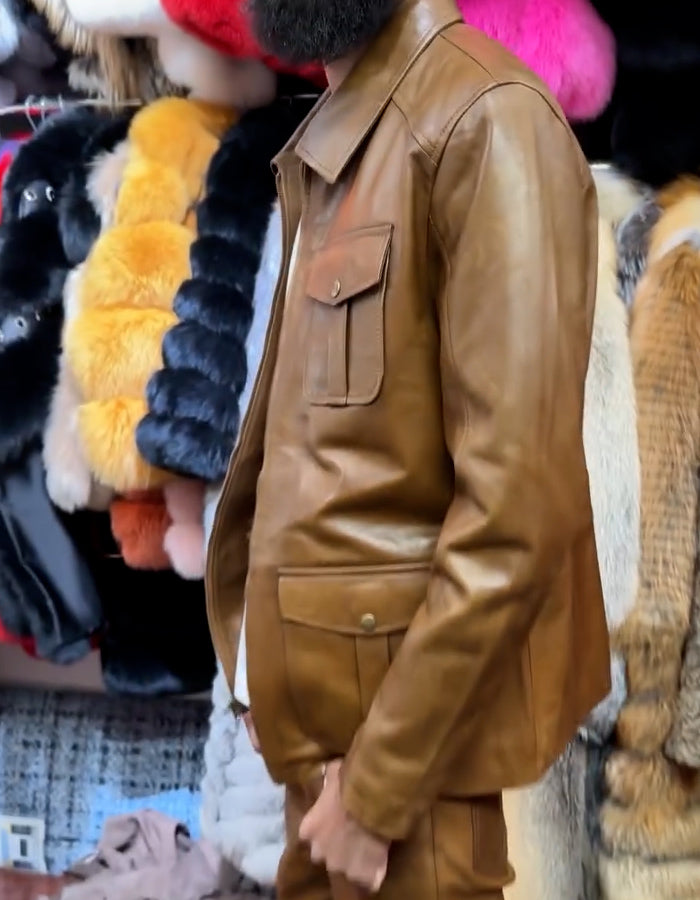 Khaki Leather Jacket