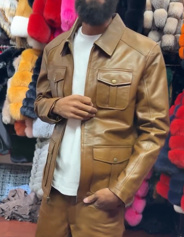 Khaki Leather Jacket
