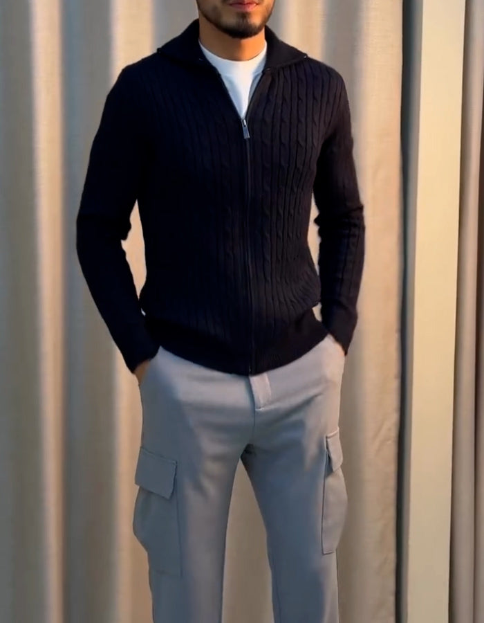 Solid-Color Knit Jacket