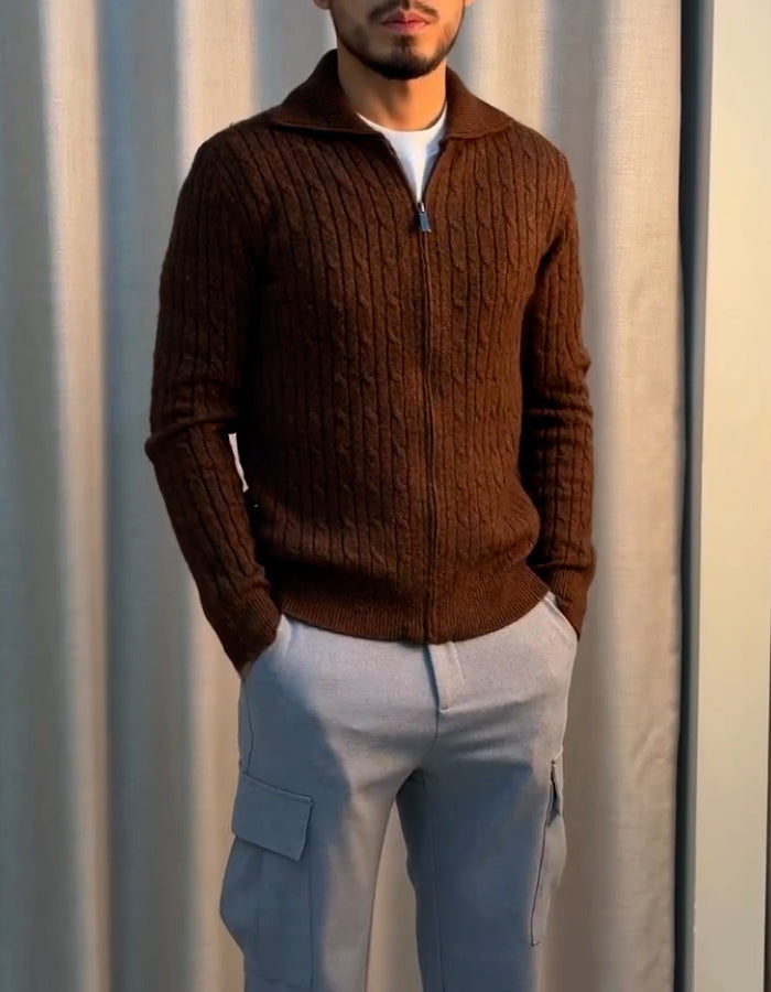 Solid-Color Knit Jacket