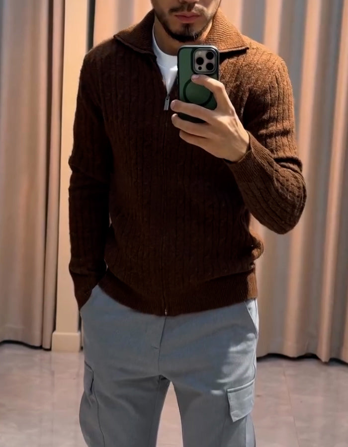 Solid-Color Knit Jacket