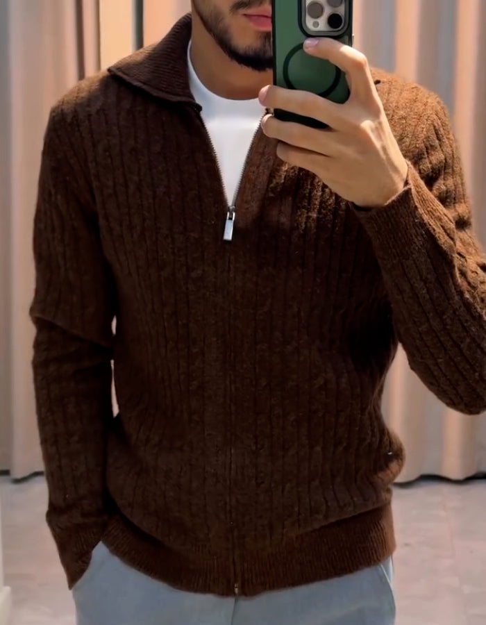 Solid-Color Knit Jacket
