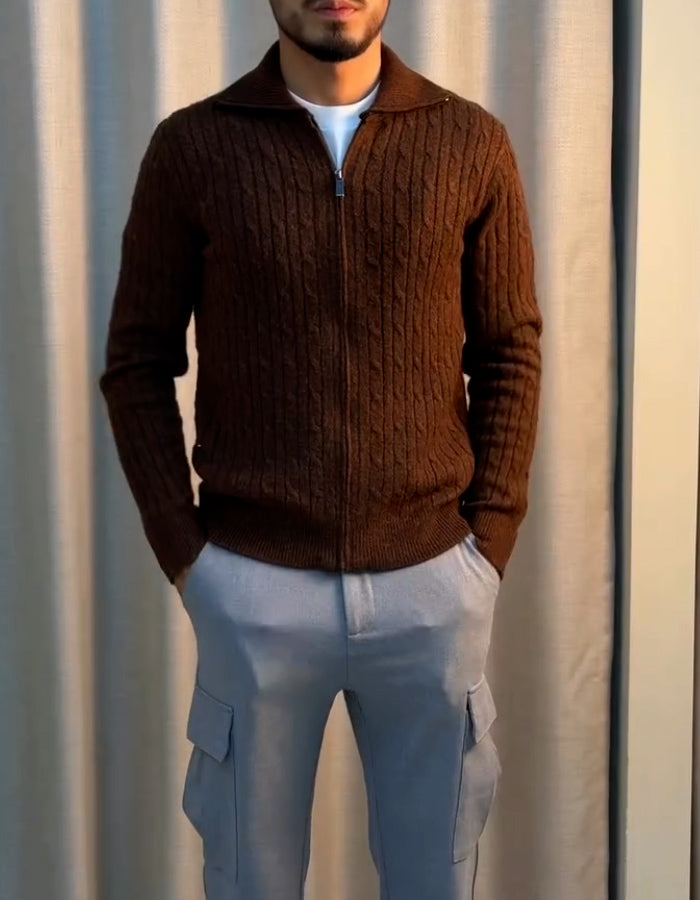 Solid-Color Knit Jacket