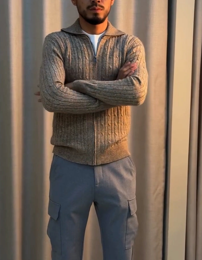 Solid-Color Knit Jacket
