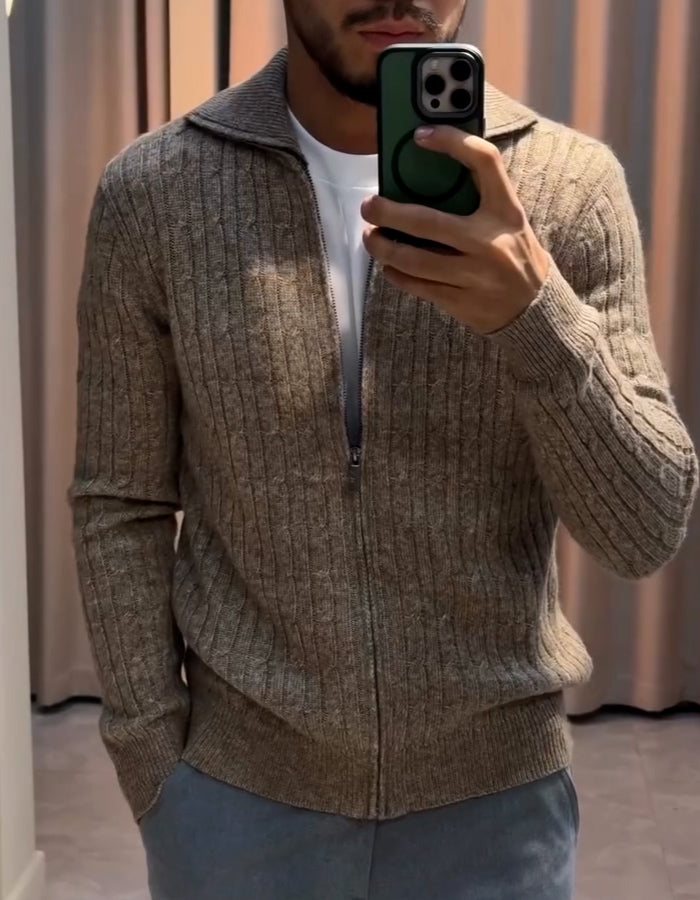 Solid-Color Knit Jacket