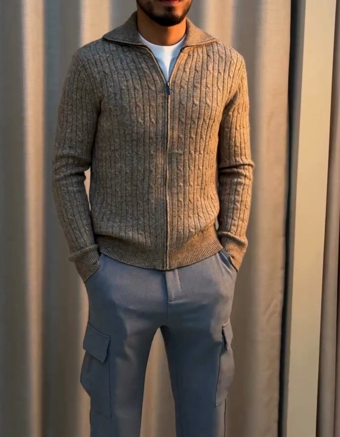 Solid-Color Knit Jacket