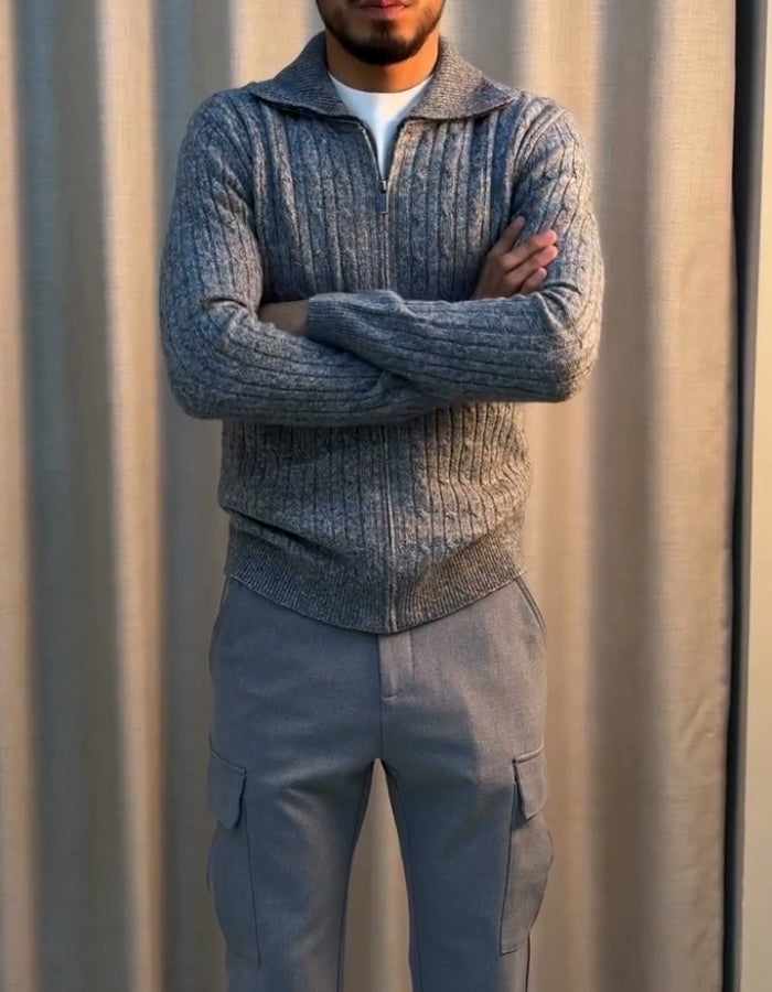 Solid-Color Knit Jacket