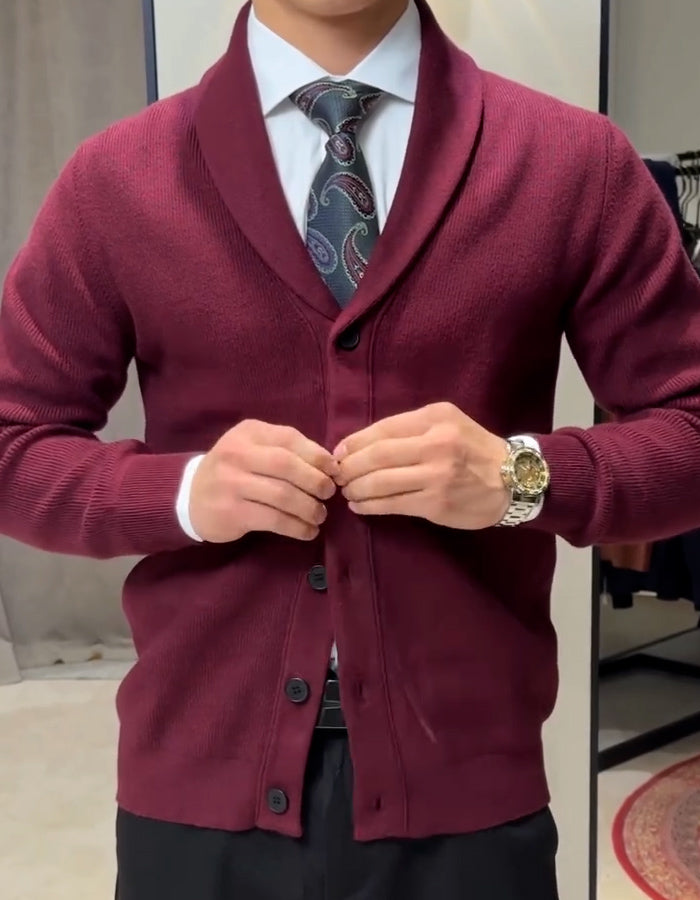 Wine Knit Stretch Coat