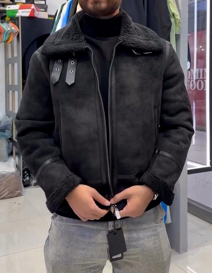 Black Leather Fur Jacket