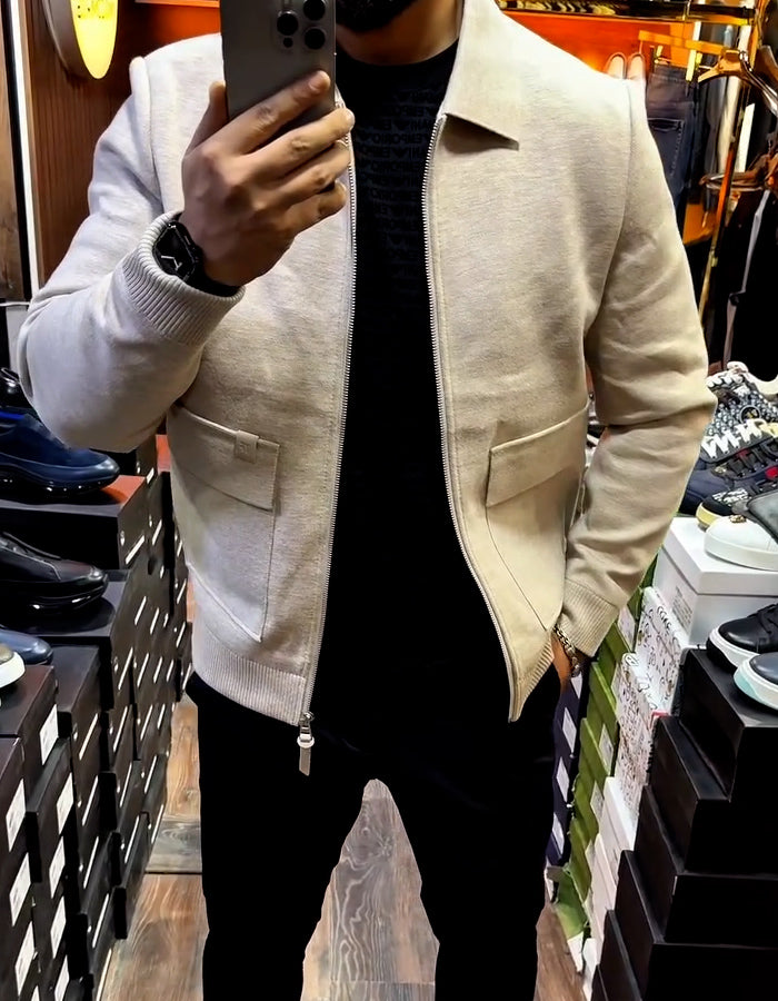 Beige Zipper Jacket