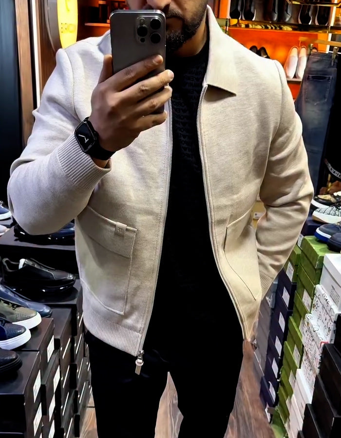 Beige Zipper Jacket
