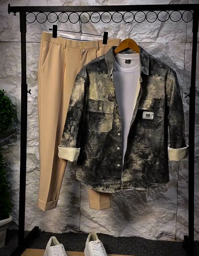 Color Mixing Long-Sleeves Shirt