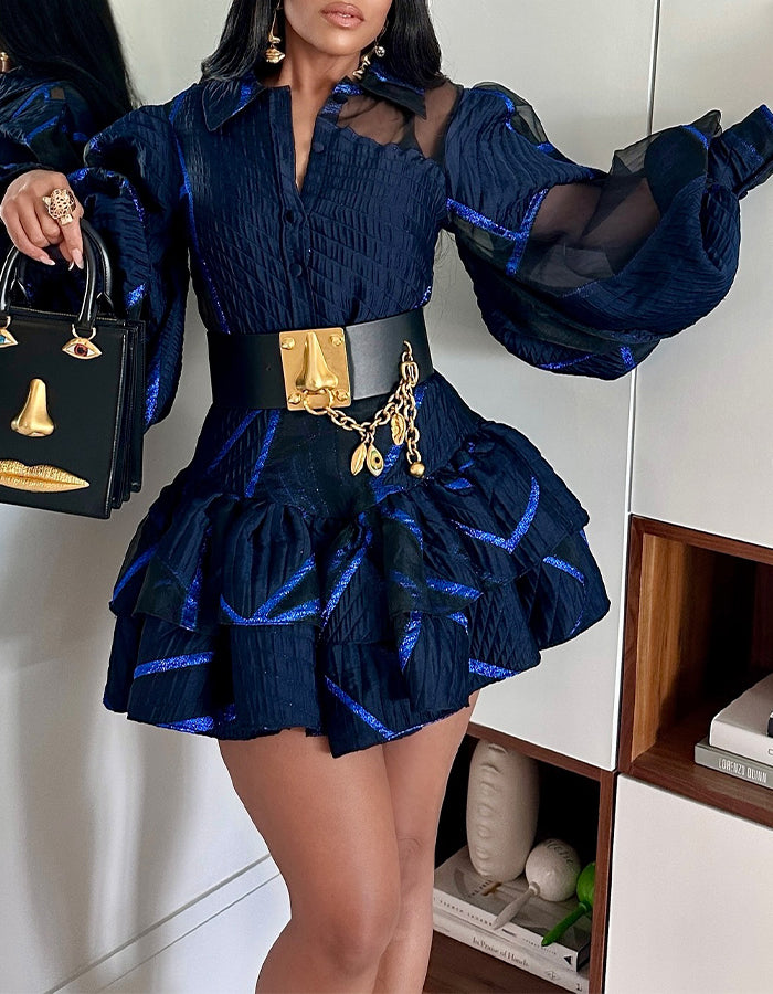 Blue Elegant Mini Dress