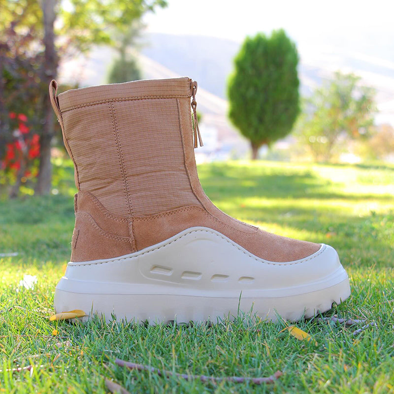 Khaki Thick-Sole Boots
