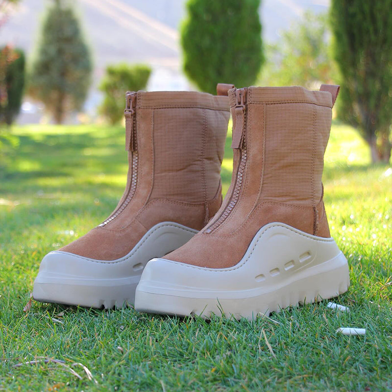 Khaki Thick-Sole Boots