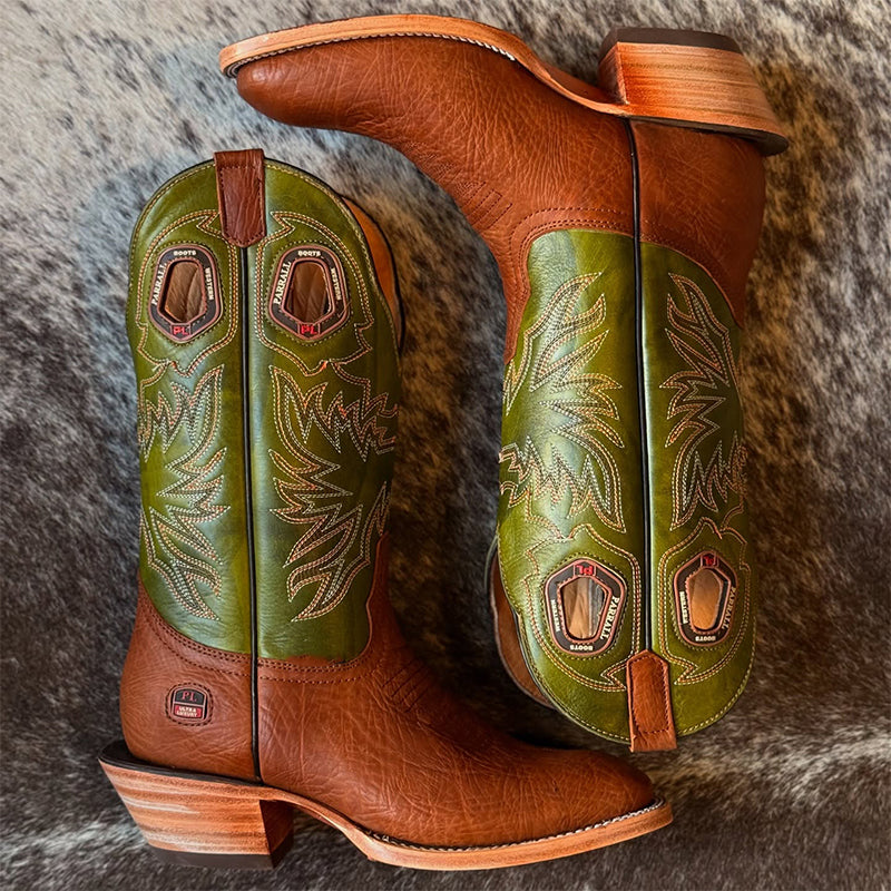 Embroidered Mid-Calf Boots
