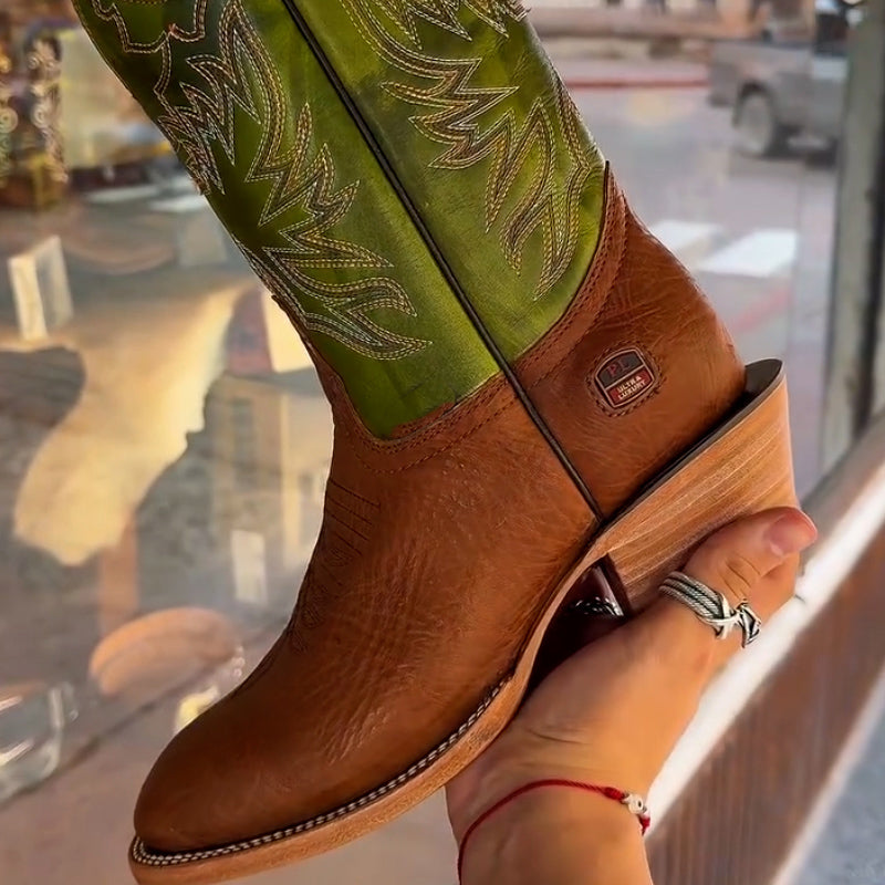 Embroidered Mid-Calf Boots