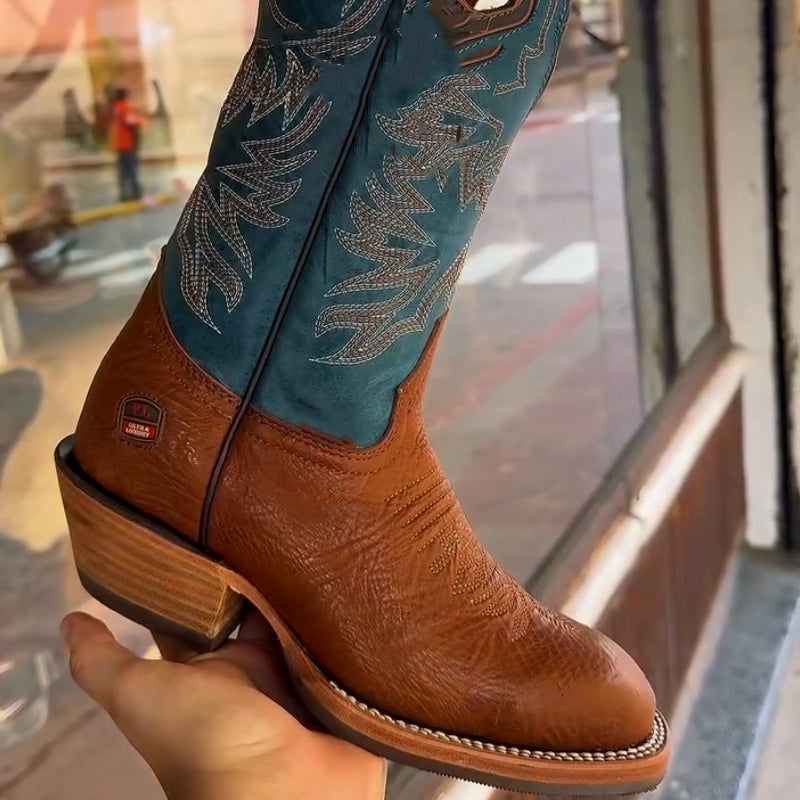 Embroidered Mid-Calf Boots