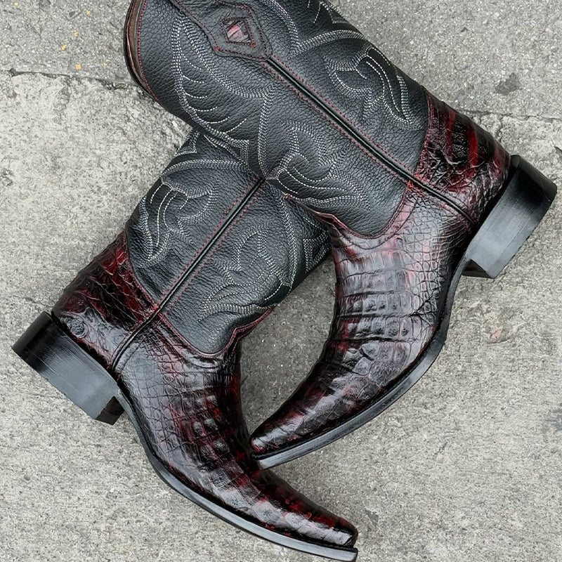 Burgundy Leather Casual Boots